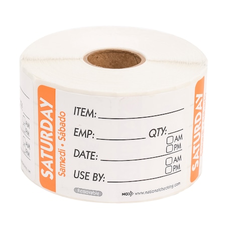National Checking 2X3 Trilingual Item-Date-Use By Saturday Orange, PK500 RIDU2306R